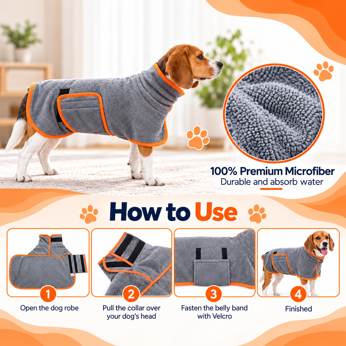 Dog Drying Bathrobe Absorbent