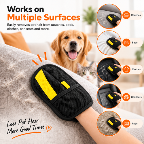 Pet Hair Removal Gloves for Cats & Dogs