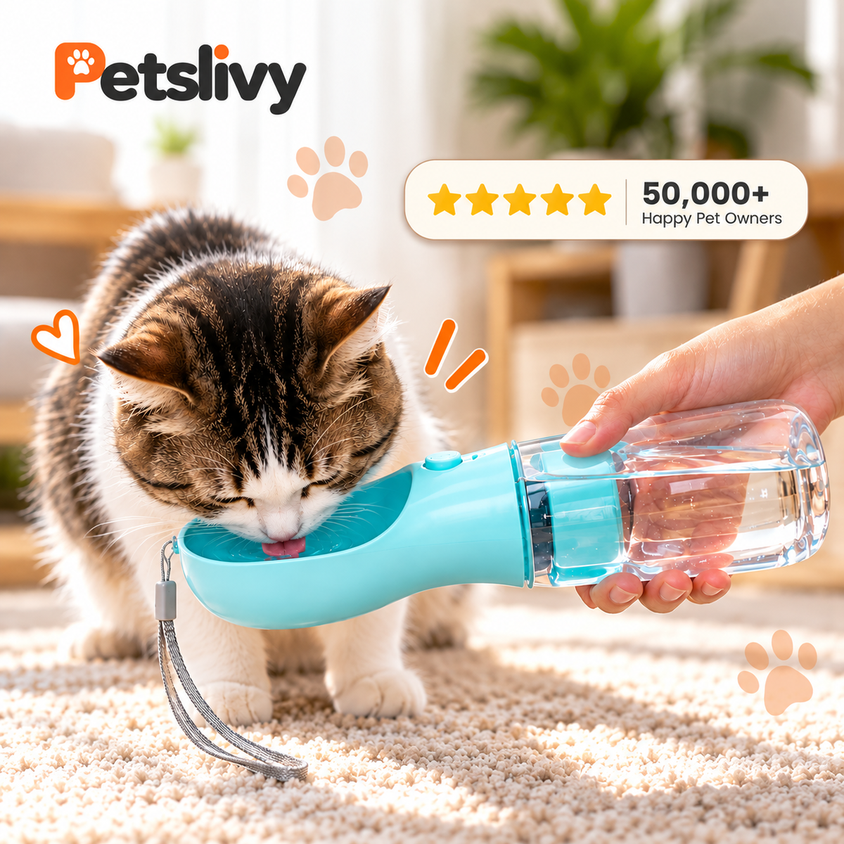 Water Bottle for Pets with Food Storage